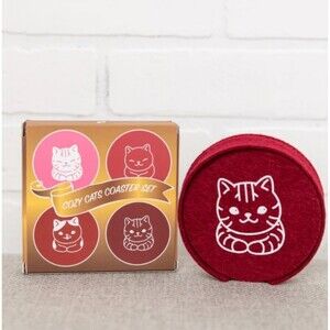 Cozy Cat Felt Coaster Set CAT LADY